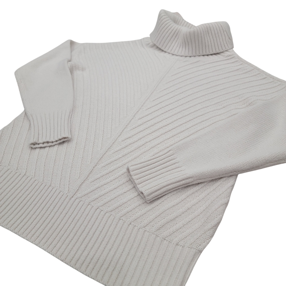 Eclipse Mitered Turtleneck Sweater Knit Neutral Cream White Pullover Wom… - Picture 7 of 16
